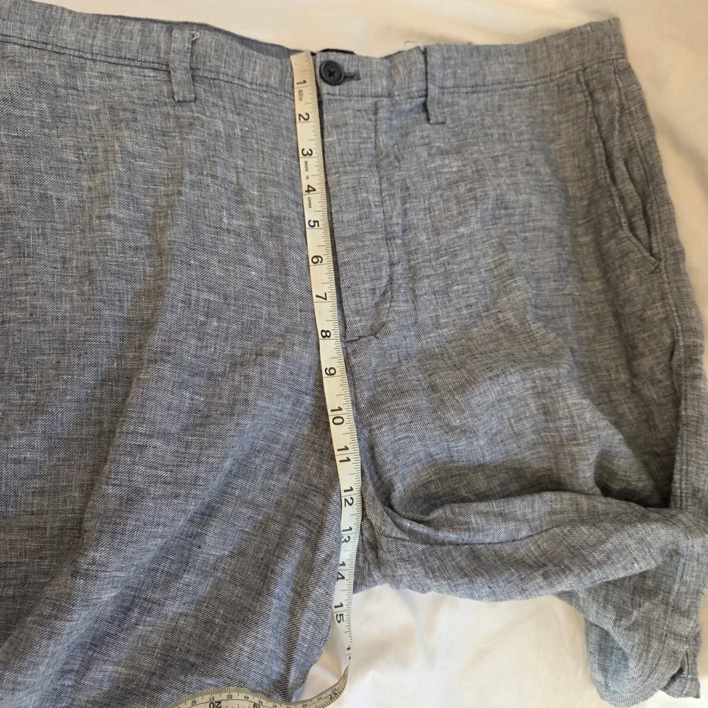 Banana Republic Mens Linen Aiden Shorts Size 38 Blue Cotton Blend Coastal